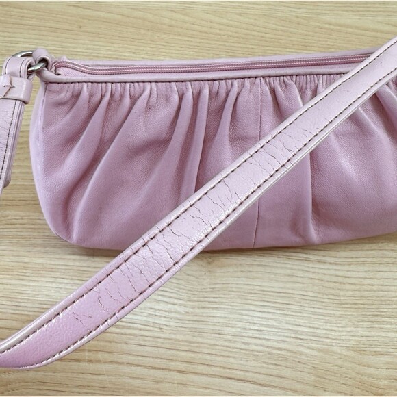 Vintage Y2K Leather Light Pink Pastel Small Shoulder Bag Rockabilly Bratz Trashy - Picture 6 of 13
